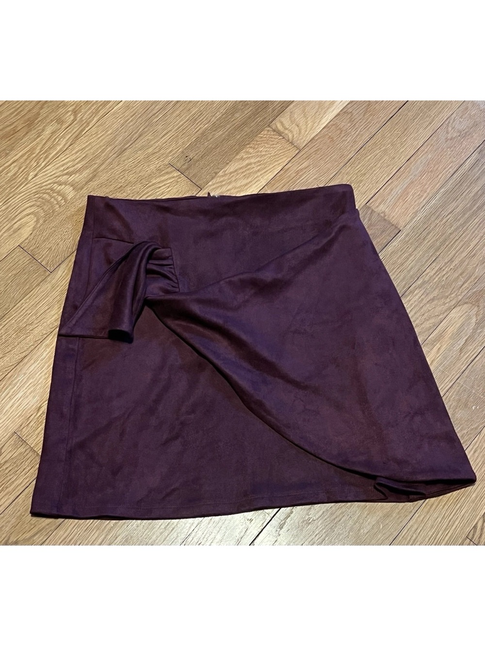 Soprano Purple Suede Wrap Mini Skirt MEDIUM Ruched Accent Zip Closure